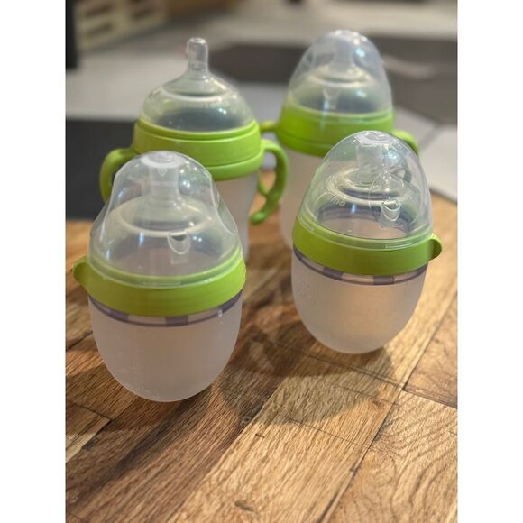 ComoTomo silicone baby bottles handles sippy cups 5oz 8oz soft nipple infant - Picture 2 of 5